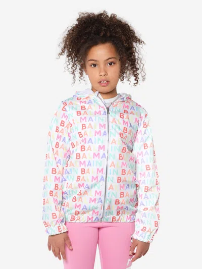 Shop Balmain Kids Logo Print Jacket In Multicoloured