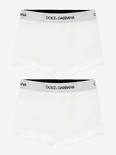 Shop Dolce & Gabbana Boys Boxer Shorts Set (2 Pack) In White