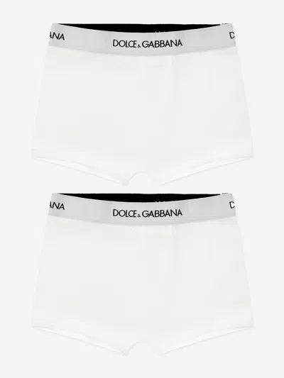 Dolce & Gabbana Boys Boxer Shorts Set (2 Pack) In White