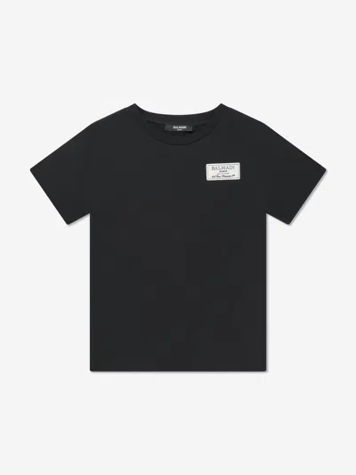 Shop Balmain Boys Logo T-shirt In Black