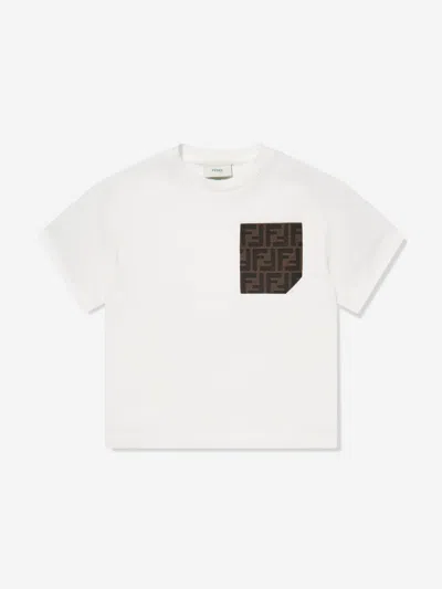 Shop Fendi Kids Ff Pocket T-shirt In White