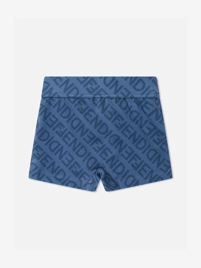 Shop Fendi Boys Ff Logo Swim Shorts In Blue