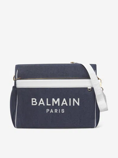 Shop Balmain Baby Logo Changing Bag In Blue