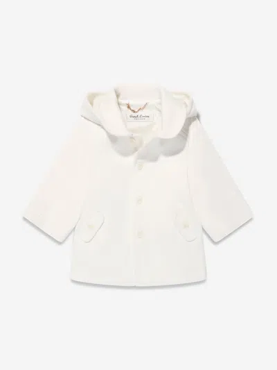 Shop Sarah Louise Boys Hooded Coat In Ivory