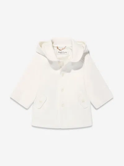 Sarah Louise Panelled Hooded Buttoned Coat In Ivory