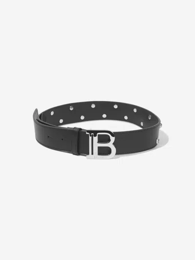 Shop Balmain Girls Leather Belt In Black