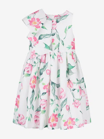 Shop Mama Luma Girls Ruffle Floral Print Dress In White