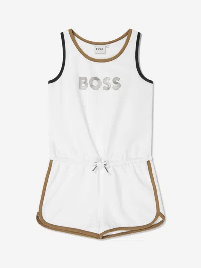 Shop Hugo Boss Girls Sleeveless Playsuit In White