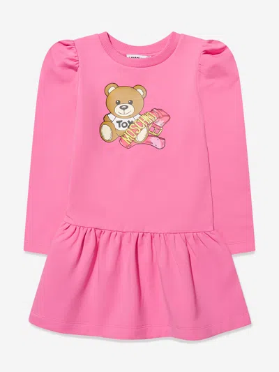 Shop Moschino Girls Teddy Bear Sweater Dress In Pink