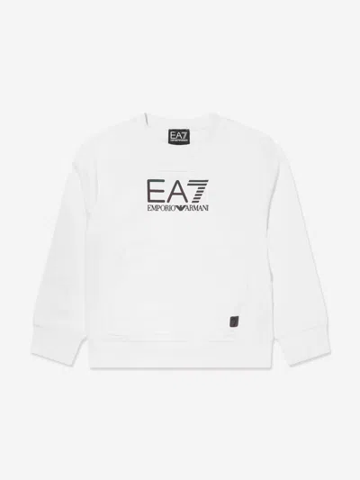 Shop Ea7 Boys Iridescent Logo Sweatshirt In White