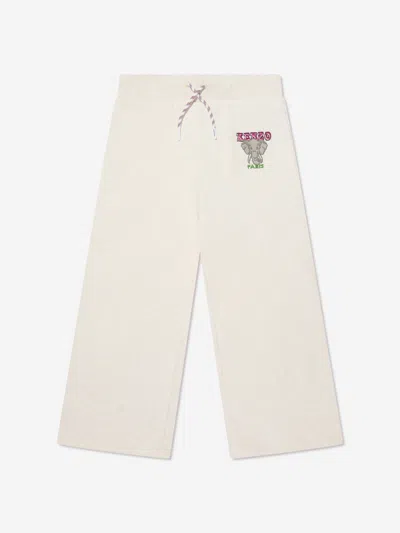 Shop Kenzo Girls Embroidered Logo Joggers In Ivory