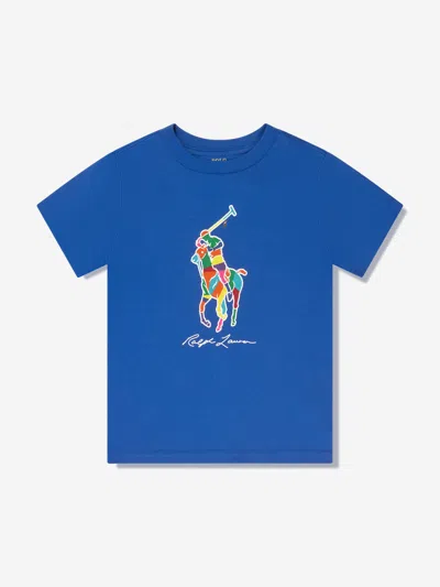 Shop Ralph Lauren Boys Logo Print T-shirt In Blue