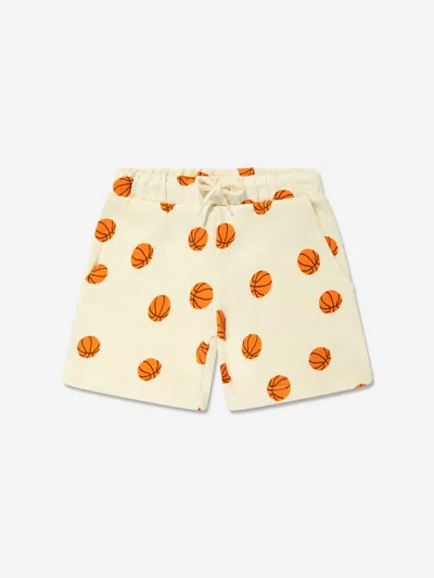 Shop Mini Rodini Kids Basketball Sweat Shorts In Ivory