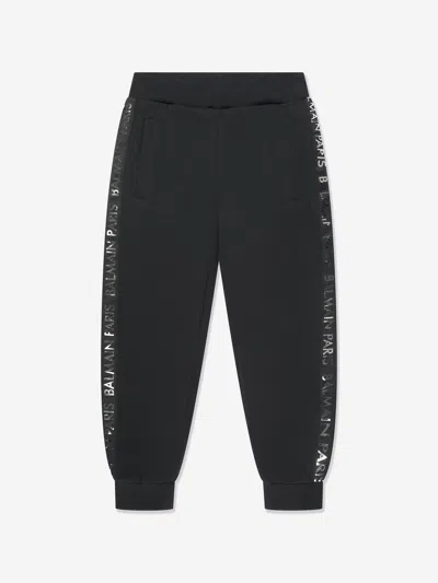 Shop Balmain Boys Logo Joggers In Black