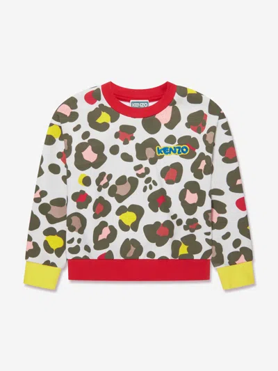 Shop Kenzo Girls Animal Print Sweatshirt In Grey