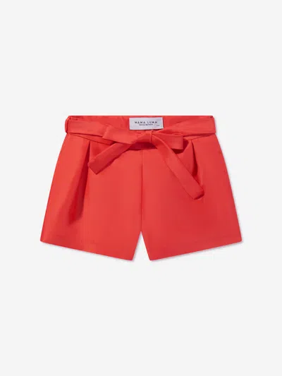 Shop Mama Luma Girls Striped Mini Shorts In Red