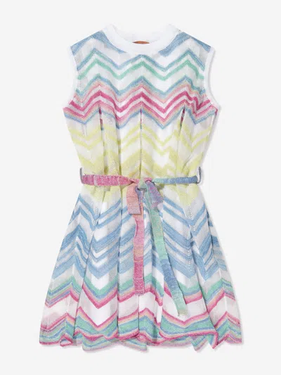 Shop Missoni Girls Zigzag Knit Dress In Multicoloured
