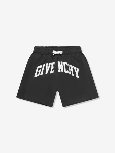 Shop Givenchy Boys Logo Print Swim Shorts In Black