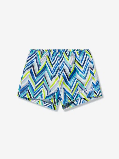 Shop Missoni Baby Boys Zigzag Swim Shorts In Blue