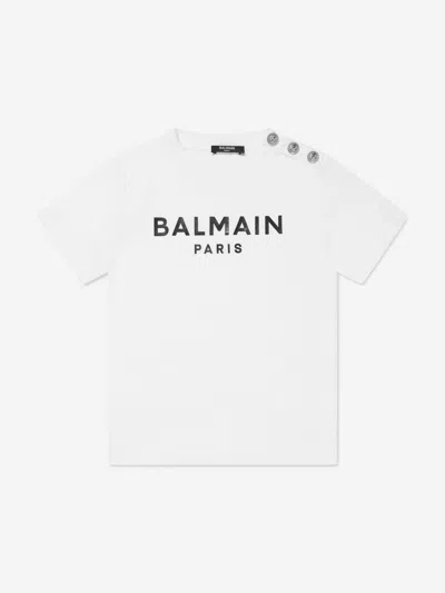 Shop Balmain Boys Logo T-shirt In White