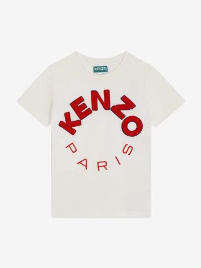 Shop Kenzo Kids Paris Logo T-shirt In Ivory