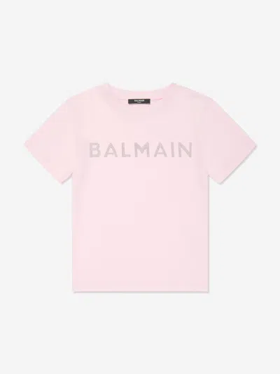 Shop Balmain Boys Logo T-shirt In Pink