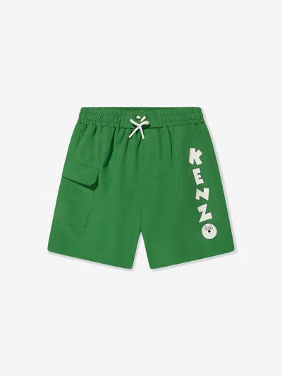 Shop Kenzo Boys Logo Swim Shorts In Green