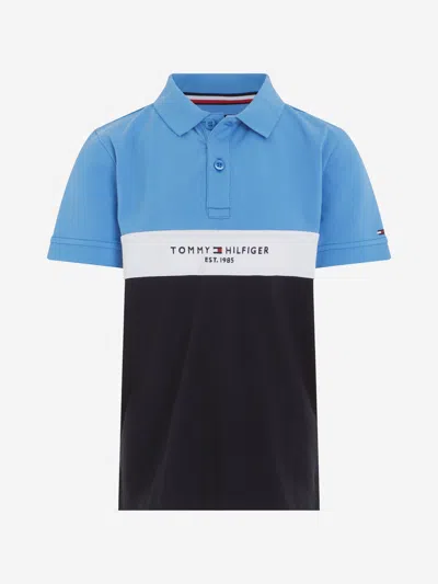 Shop Tommy Hilfiger Boys Established Colourblock Polo Shirt In Blue