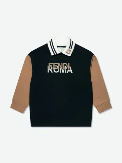 Shop Fendi Boys Logo Sweatshirt In Black