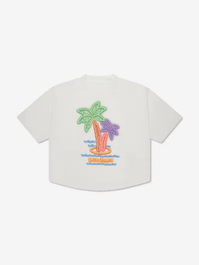 Shop Palm Angels Boys Neons Oversized T-shirt In White