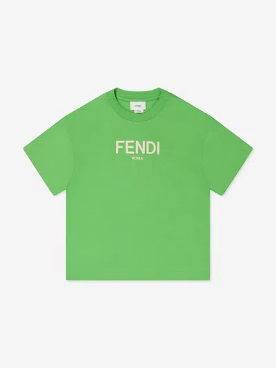 Shop Fendi Kids Logo T-shirt In Green