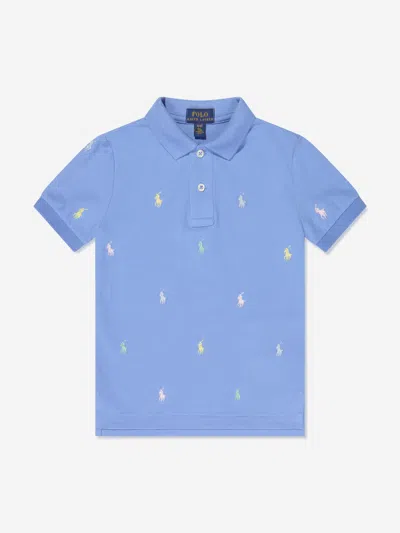 Shop Ralph Lauren Boys Logo Polo Shirt In Blue