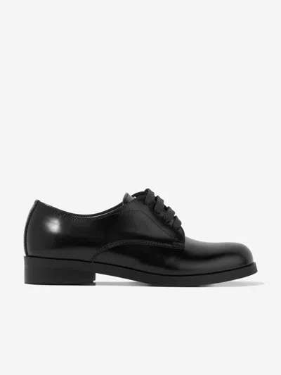 Shop Dolce & Gabbana Boys Leather Lace Up Shoes In Black