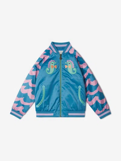 Shop Stella Mccartney Girls Seahorses Jacket In Blue