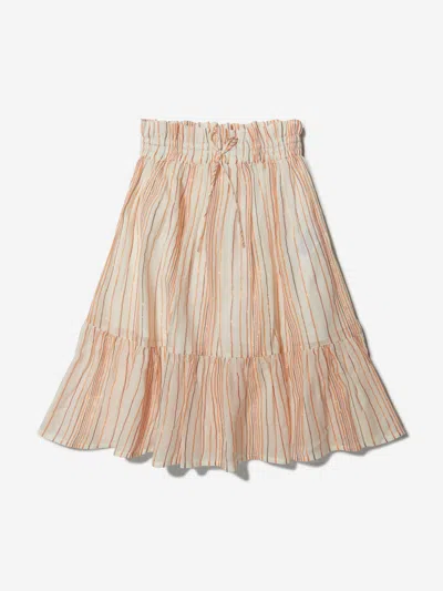 Shop Bonpoint Girls Cotton Striped Fla Skirt 4 Yrs Red