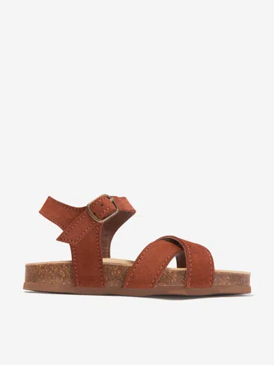 Shop Bonpoint Unisex Suede Sandals Eu 20 Uk 4 Brown