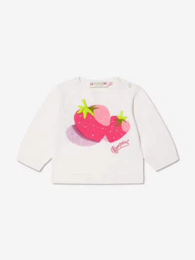 Shop Bonpoint Baby Girls Strawberry Sweater In White
