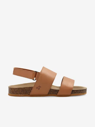 Shop Bonpoint Boys Leather Agostino Sandals In Brown