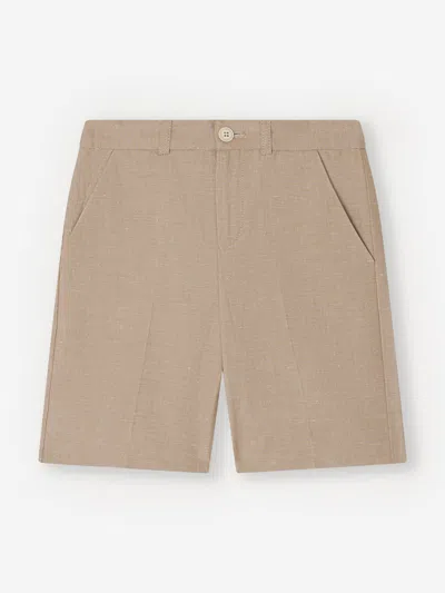 Shop Bonpoint Boys Linen Calvin Shorts In Brown