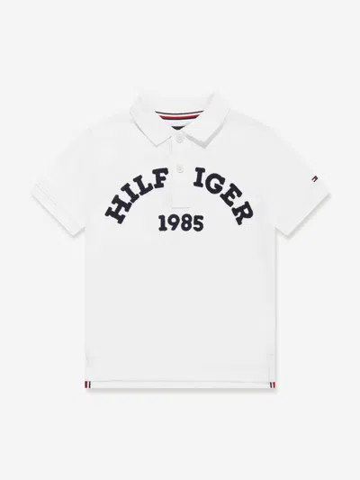 Shop Tommy Hilfiger Boys Monotype 1985 Arch Polo Shirt In White