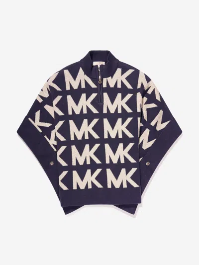 Shop Michael Kors Girls Knitted Cape In Blue