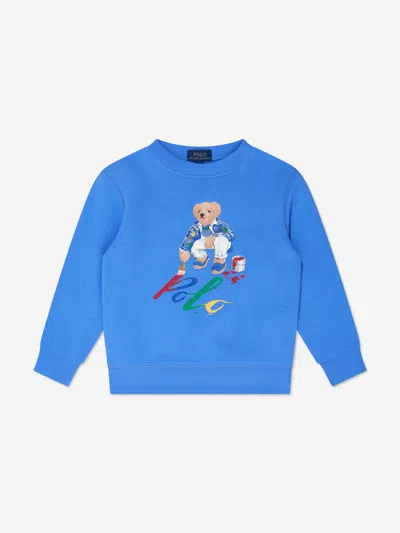 Shop Ralph Lauren Boys Polo Bear Sweatshirt In Blue