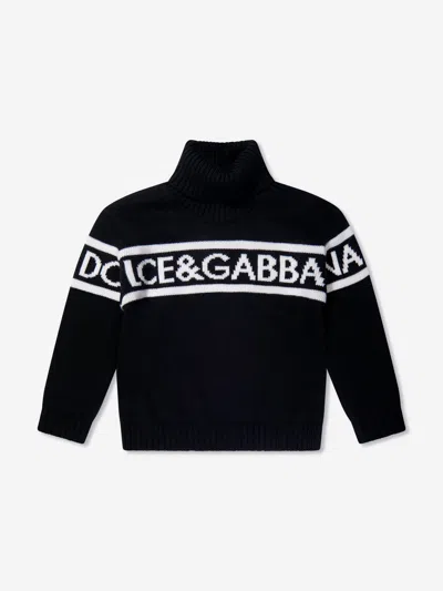 Shop Dolce & Gabbana Boys Wool Turtleneck Jumper In Black