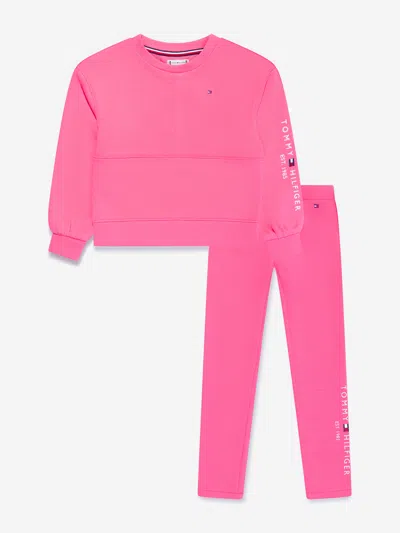 Shop Tommy Hilfiger Girls Essential Leggings Set In Pink