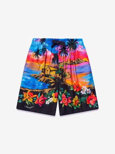 Shop Dolce & Gabbana Boys Hawaiian Print Shorts In Multicoloured