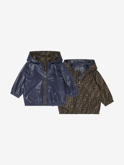 Shop Fendi Baby Boys Reversible Ff K-way Jacket In Blue