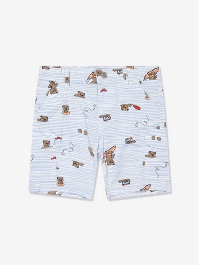Guess Bear-print Cotton Shorts In Blue