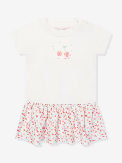 Bonpoint White Casual Dress For Girl With Cherries In White