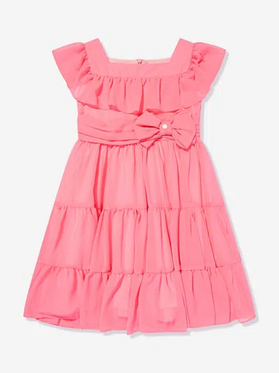 Shop Patachou Girls Chiffon Bow Dress In Pink