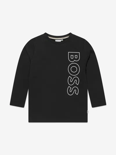 Shop Hugo Boss Boys Long Sleeve T-shirt In Black